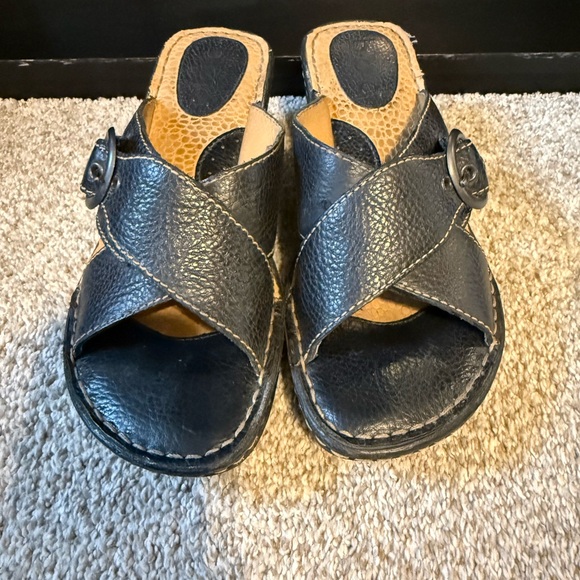 BOC Brown Leather Wedge Sandals - Picture 3 of 5